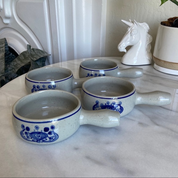 VINTAGE • 50s Ceramic Crocks Set of 4 Retro Kitchen European Midcentury Pottery - Picture 11 of 12